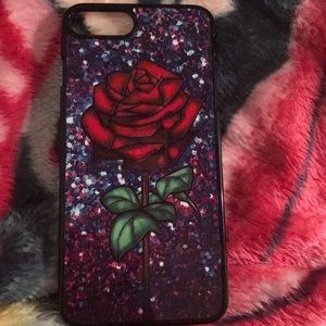 iPhone 7 Plus (hard case) glitter rose case